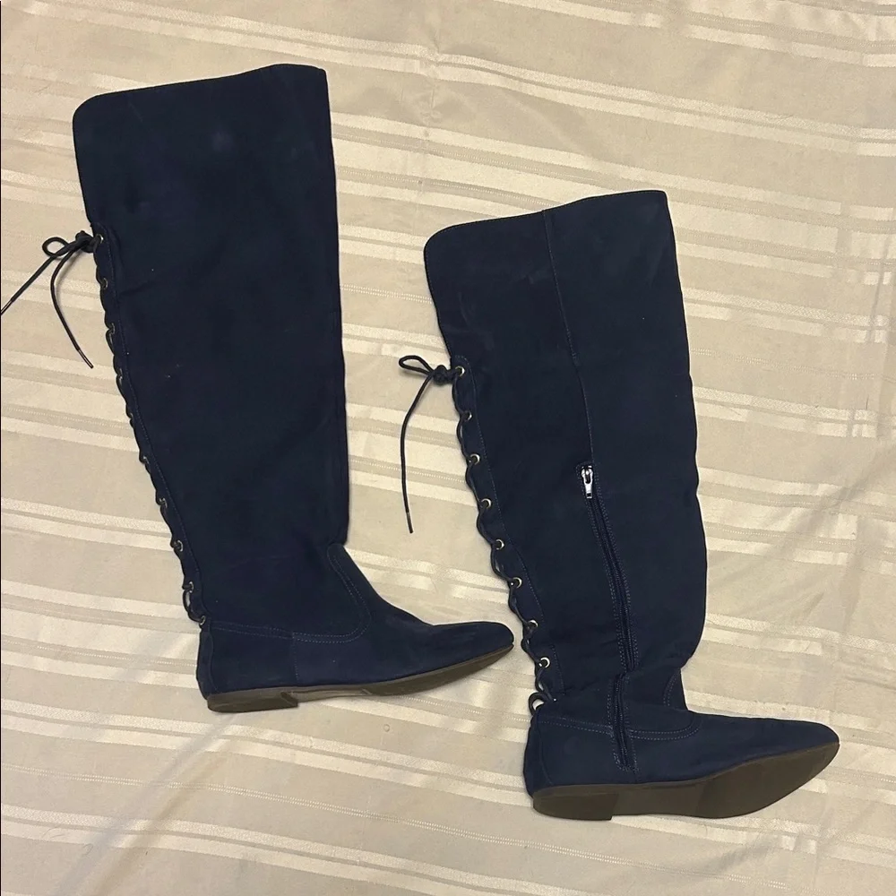 Women's Navy Knee-High Boots